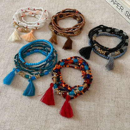 Boho Tassel Rice Bead Bracelet - Stylish Boho Tassel Bracelet for Every Occasion