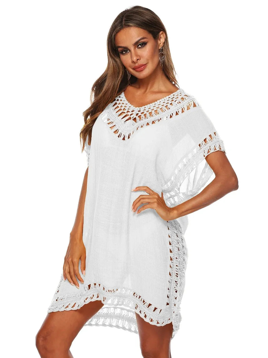 Bohemian Crochet Trim Beach Cover Up Dress - Embrace Boho Chic Style