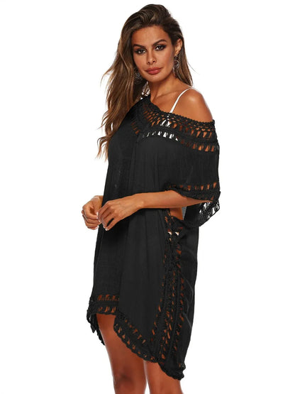 Bohemian Crochet Trim Beach Cover Up Dress - Embrace Boho Chic Style