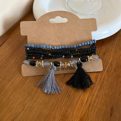 Boho Tassel Rice Bead Bracelet - Stylish Boho Tassel Bracelet for Every Occasion