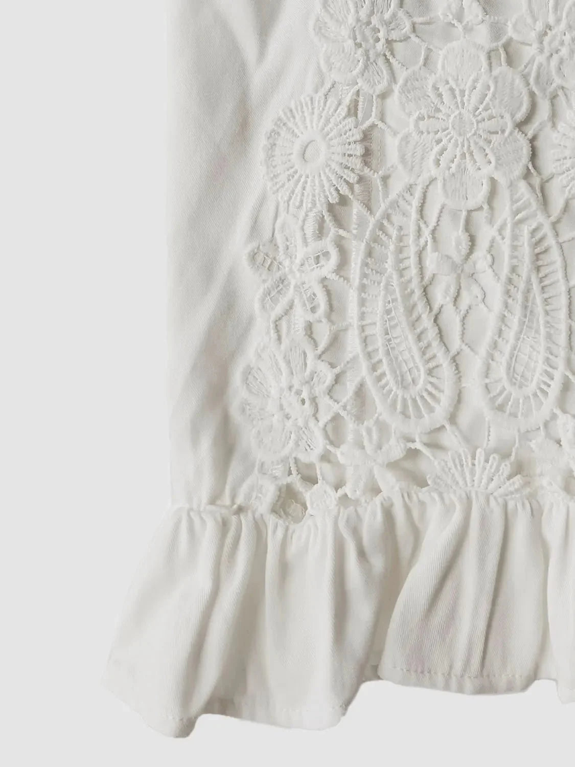 V-Neck Lace Top with Flounce Sleeves