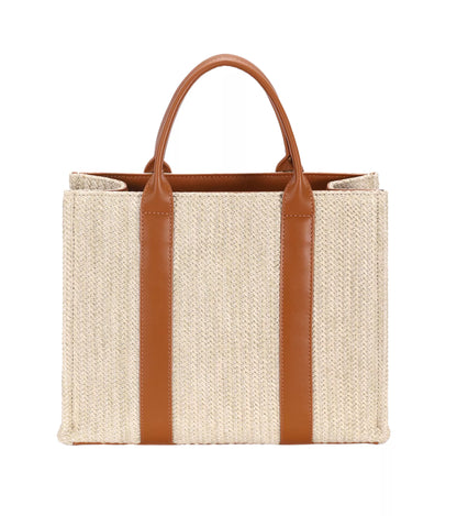 David Jones Woven Tote Handbag - Stylish Square Design for Everyday Use