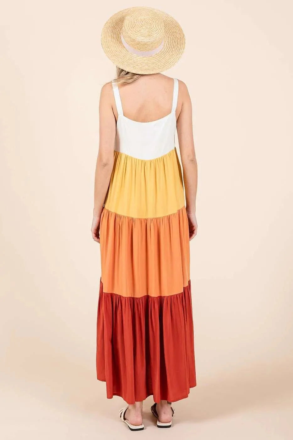 Mittoshop Color Block Maxi Dress - Tiered Pull-On Design
