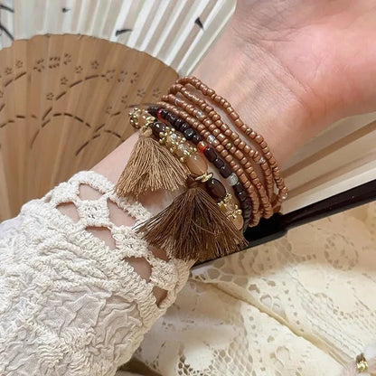 Boho Tassel Rice Bead Bracelet - Stylish Boho Tassel Bracelet for Every Occasion