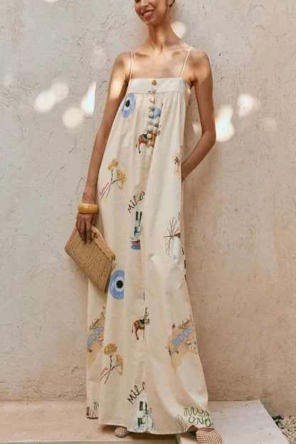 Bohemian Maxi Dress with Pockets - Stylish Cami Design