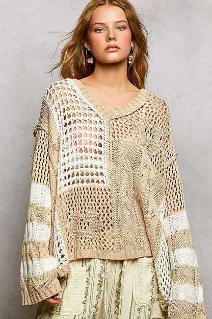 POL knit twisted-weave hippie-chic top