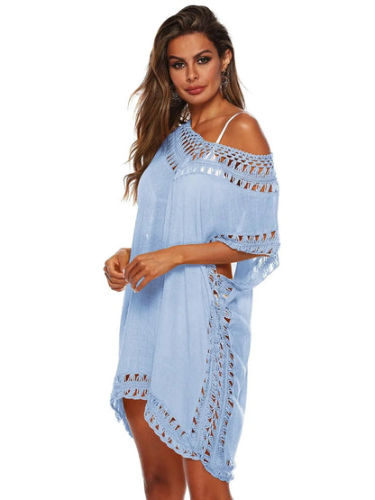 Bohemian Crochet Trim Beach Cover Up Dress - Embrace Boho Chic Style