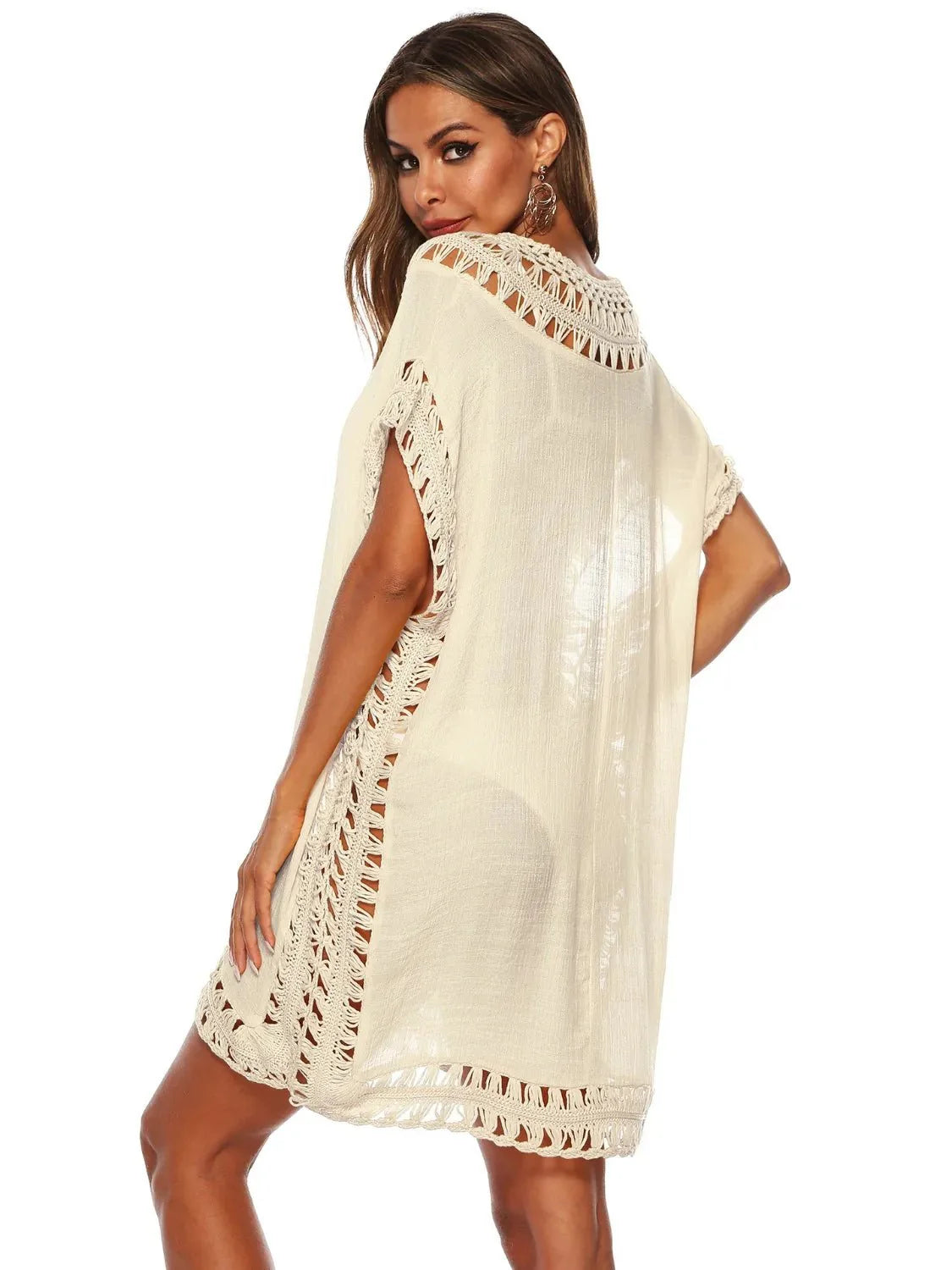Bohemian Crochet Trim Beach Cover Up Dress - Embrace Boho Chic Style