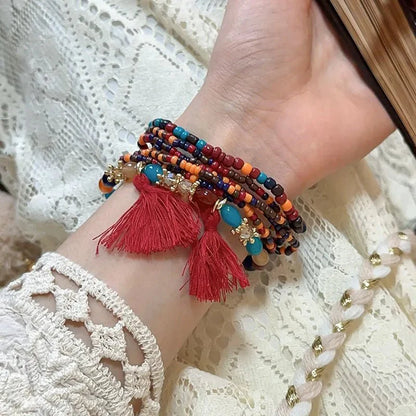Boho Tassel Rice Bead Bracelet - Stylish Boho Tassel Bracelet for Every Occasion