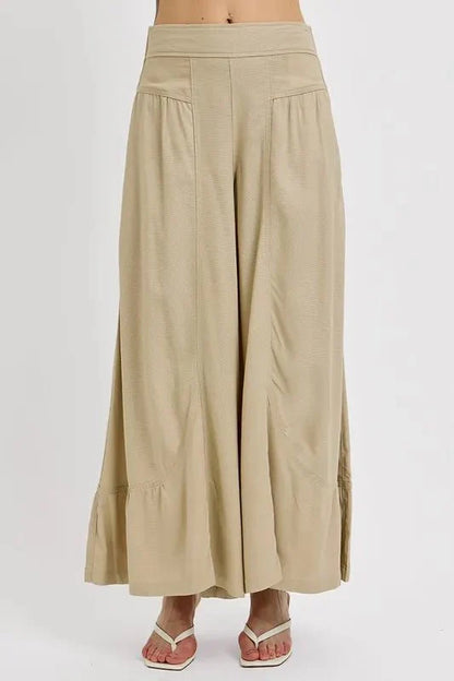 RISEN Shirring Detail Wide Leg Pants for Effortless Style and Comfort