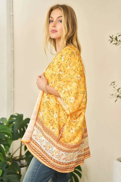 Davi & Dani Floral Kimono Cover Up - Short Sleeve Loose Fit