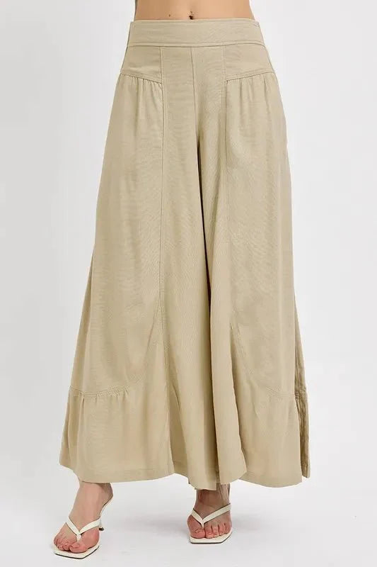 RISEN Shirring Detail Wide Leg Pants for Effortless Style and Comfort