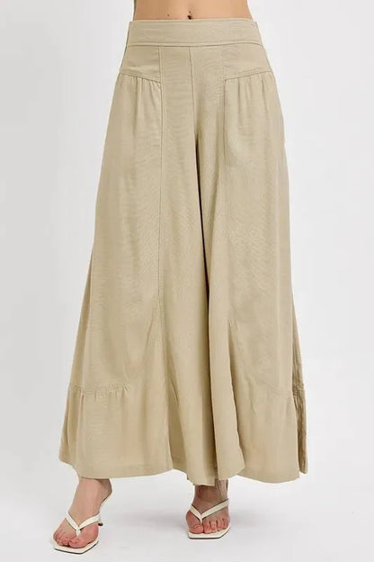 RISEN Shirring Detail Wide Leg Pants for Effortless Style and Comfort