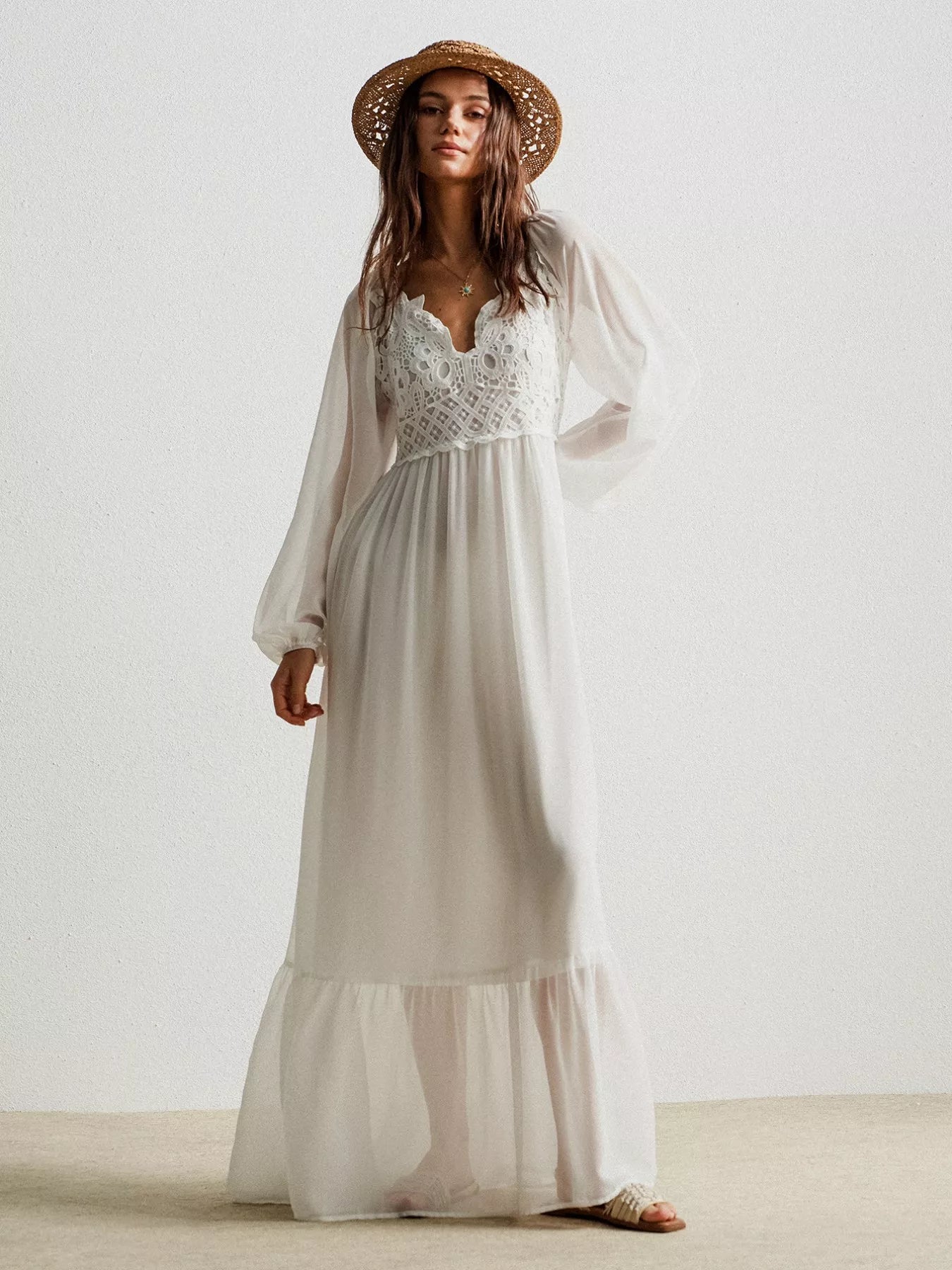 Boho Crochet Lace Maxi Dress for Effortless Style and Grace