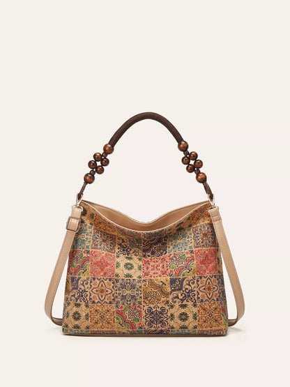 Bohemian Hobo Handbag with Geometric Pattern