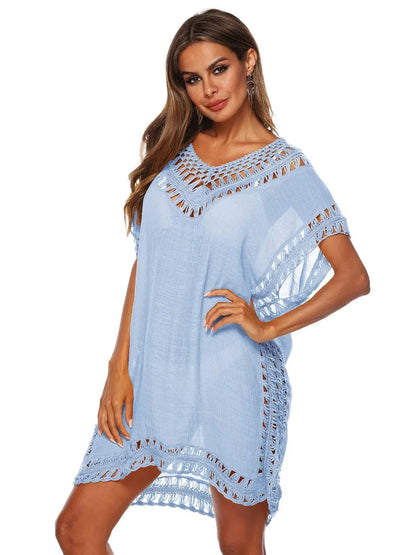 Bohemian Crochet Trim Beach Cover Up Dress - Embrace Boho Chic Style
