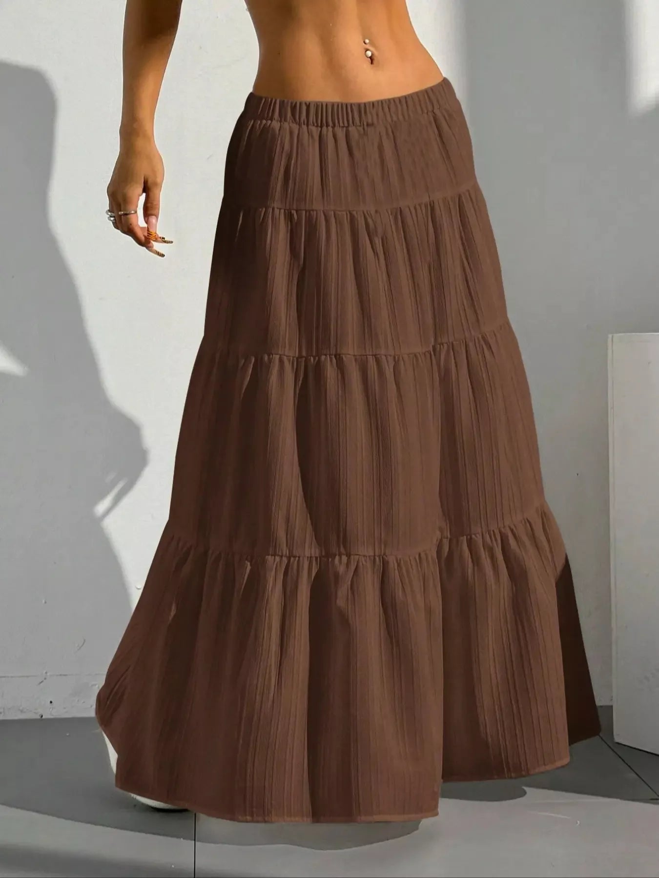 Radically Authentic Flowy Tiered Maxi Skirt