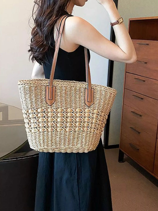 Straw Shoulder Bag - Handwoven Summer Purse for Effortless Style