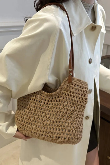 Openwork Woven Tote Bag - Stylish and Versatile Eco-Friendly Accessory