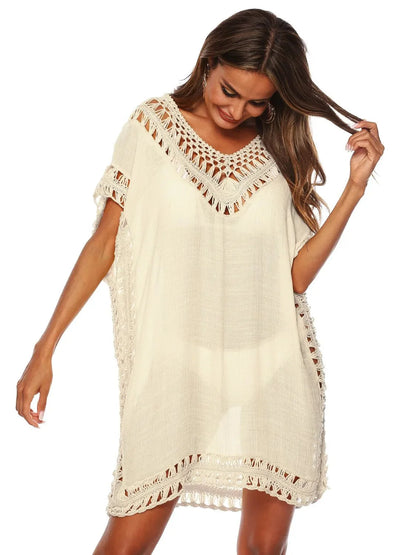 Bohemian Crochet Trim Beach Cover Up Dress - Embrace Boho Chic Style