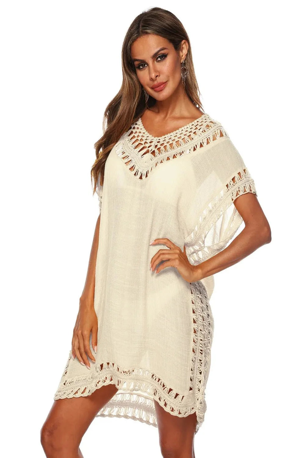 Bohemian Crochet Trim Beach Cover Up Dress - Embrace Boho Chic Style