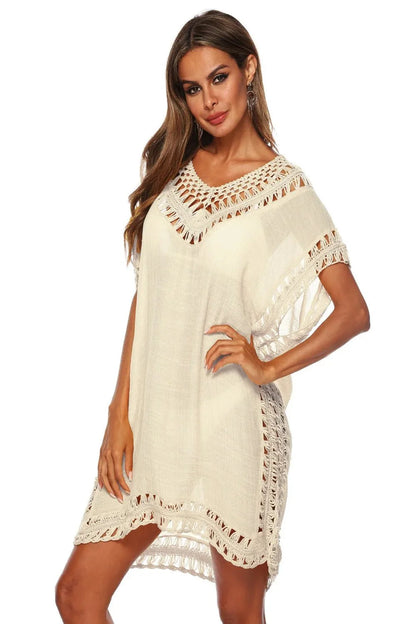 Bohemian Crochet Trim Beach Cover Up Dress - Embrace Boho Chic Style