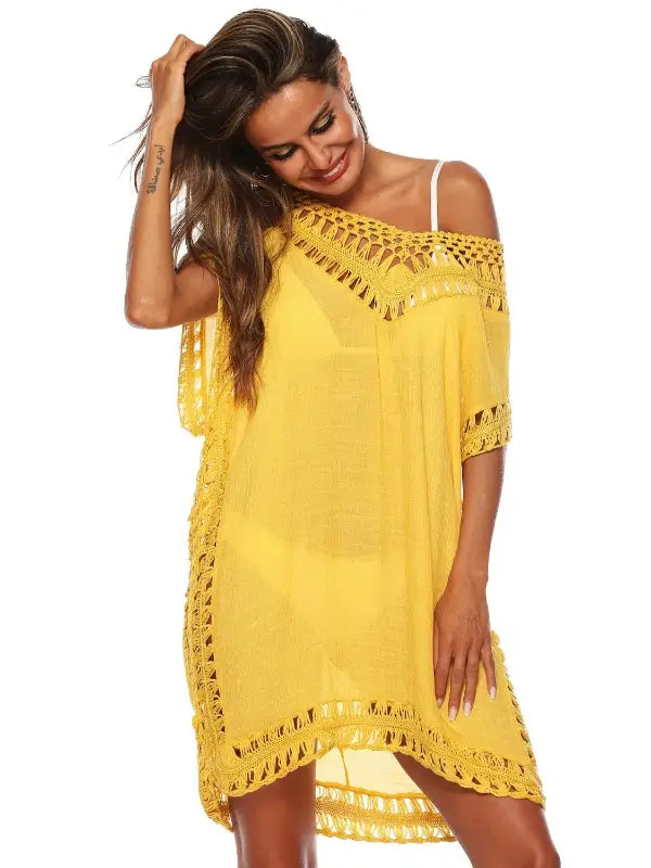 Bohemian Crochet Trim Beach Cover Up Dress - Embrace Boho Chic Style