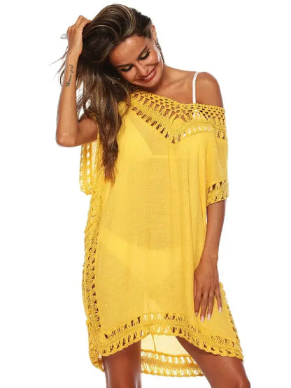 Bohemian Crochet Trim Beach Cover Up Dress - Embrace Boho Chic Style