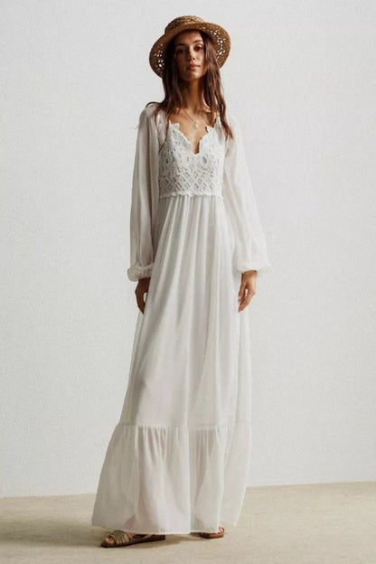 Boho Crochet Lace Maxi Dress for Effortless Style and Grace