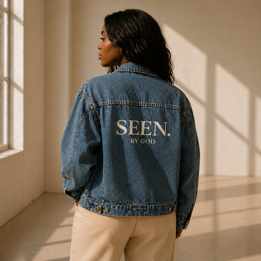 SEEN. BY GOD Women's Oversized Denim Jacket — Faith Statement Streetwear