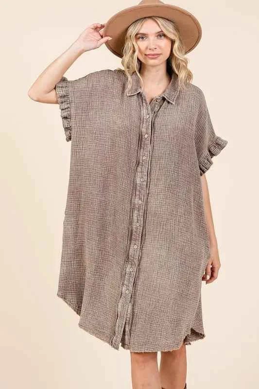Mittoshop Mineral Wash Cotton Gauze Mini Dress