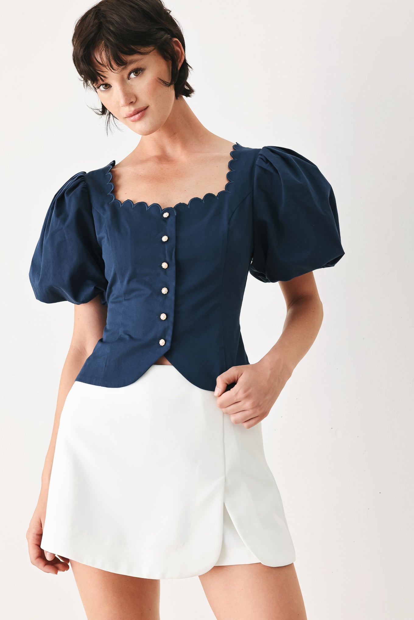 NEVER ORDINARY WHITE WOVEN TOP