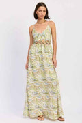 Floral Open‑Back Maxi Dress