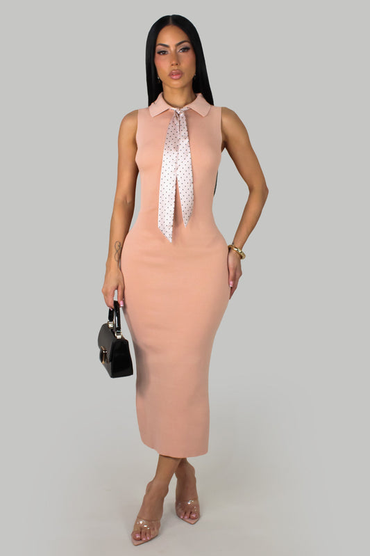 Chique Dress w/ Neck Tie- Pink
