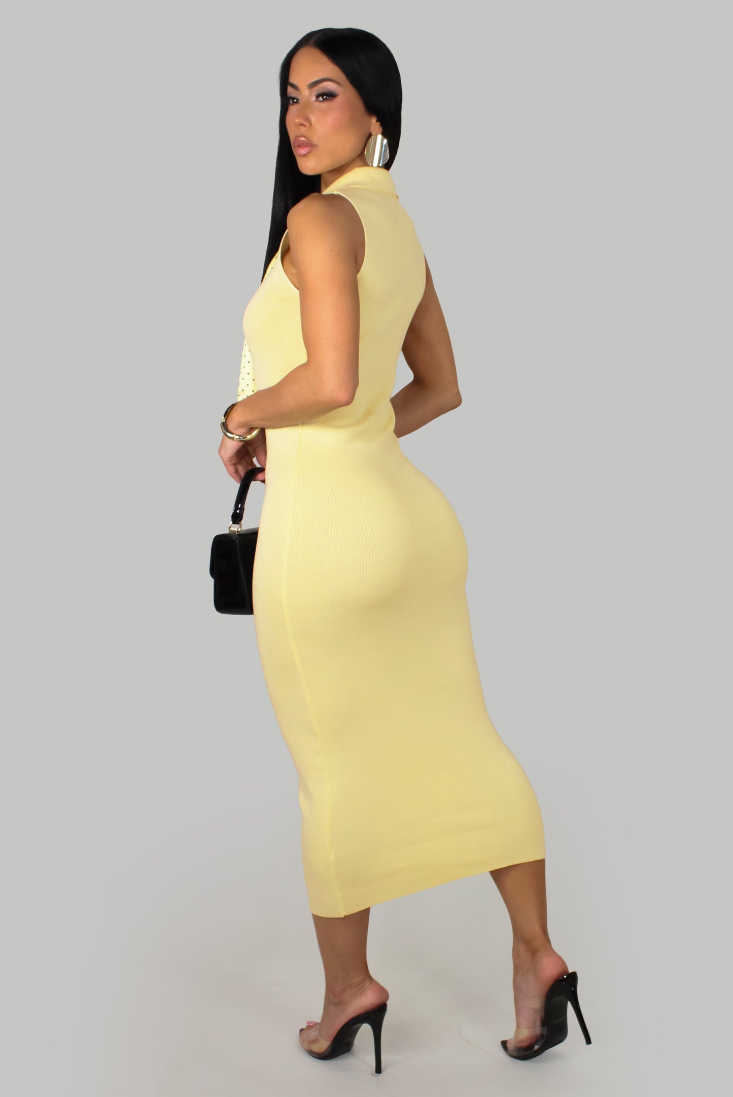 Chique Dress w/ Neck Tie- Yellow