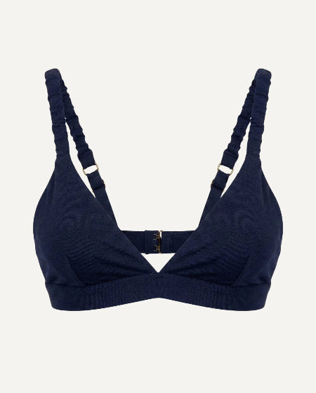 Merino Wool Bra – Dark Blue | Natural Wireless Support