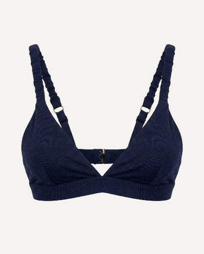 Merino Wool Bra – Dark Blue | Natural Wireless Support