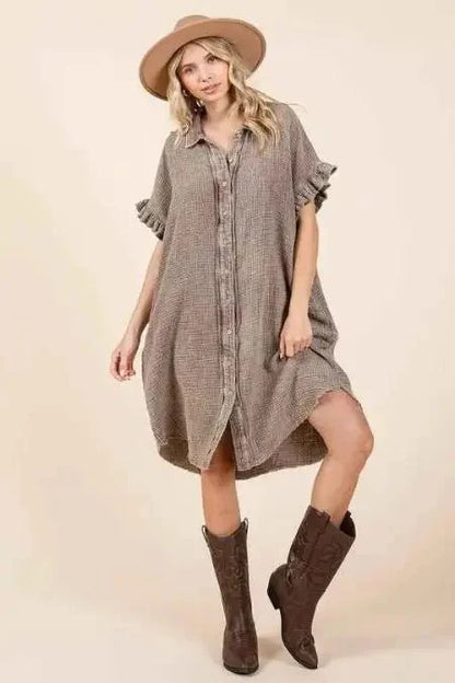 Mittoshop Mineral Wash Cotton Gauze Mini Dress
