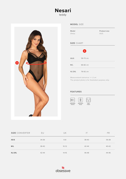Crotchless Mesh Black Teddy: Obsessive Lingerie Ultimate Allure