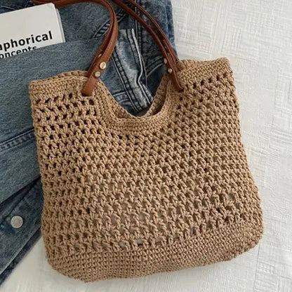 Openwork Woven Tote Bag - Stylish and Versatile Eco-Friendly Accessory