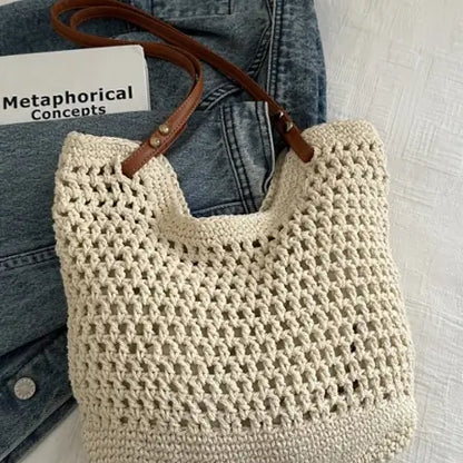 Openwork Woven Tote Bag - Stylish and Versatile Eco-Friendly Accessory