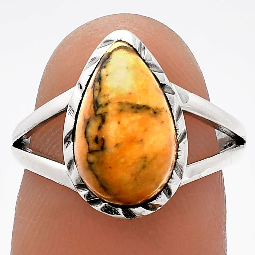 Natural Honey Dendritic Opal Ring – Unique Gemstone Jewelry for Nature Lovers