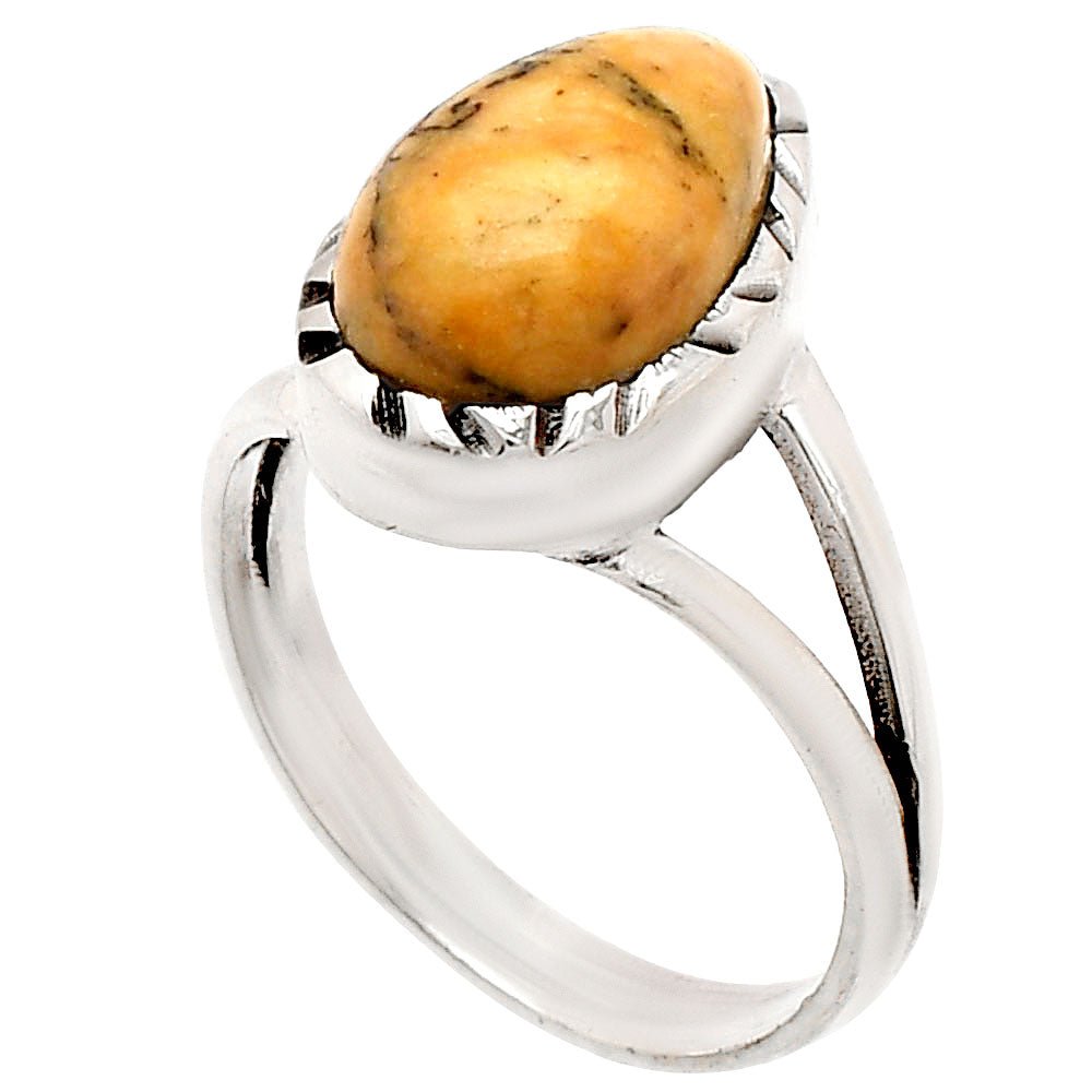 Natural Honey Dendritic Opal Ring – Unique Gemstone Jewelry for Nature Lovers