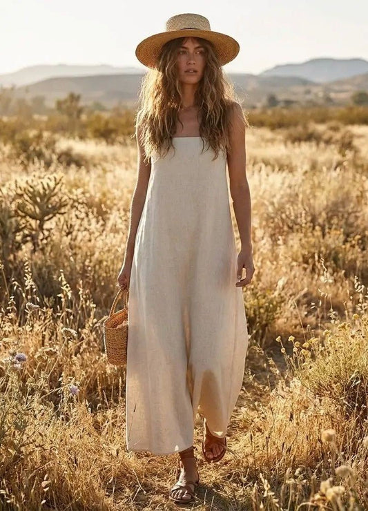 Hemp Smocked Back Tube Dress
