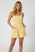 Stripe Tie Shoulder Smocked Wide Leg Romper