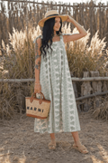 Printed Midi Dress with Square Neck - Stylish and Versatile Fashion Choice
