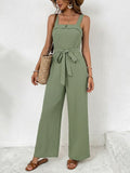 Tie Waist Wide Leg Jumpsuit