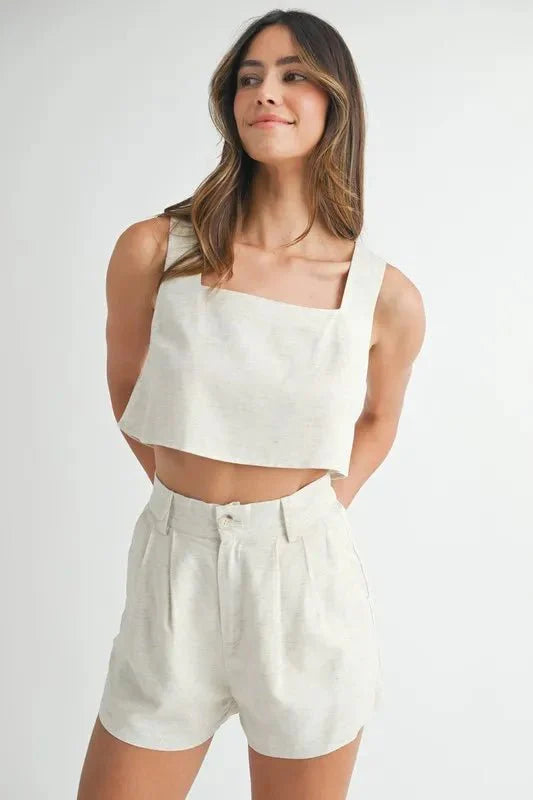 MABLE Sleeveless Crop Top and Shorts Set