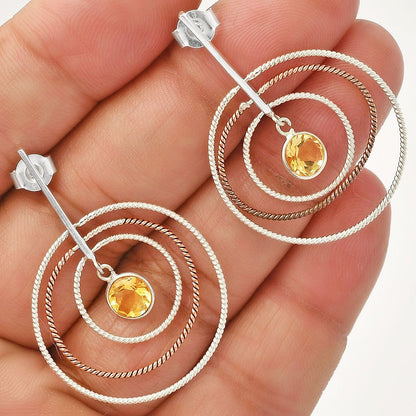 Two Tone Dangle - Natural Citrine Earrings