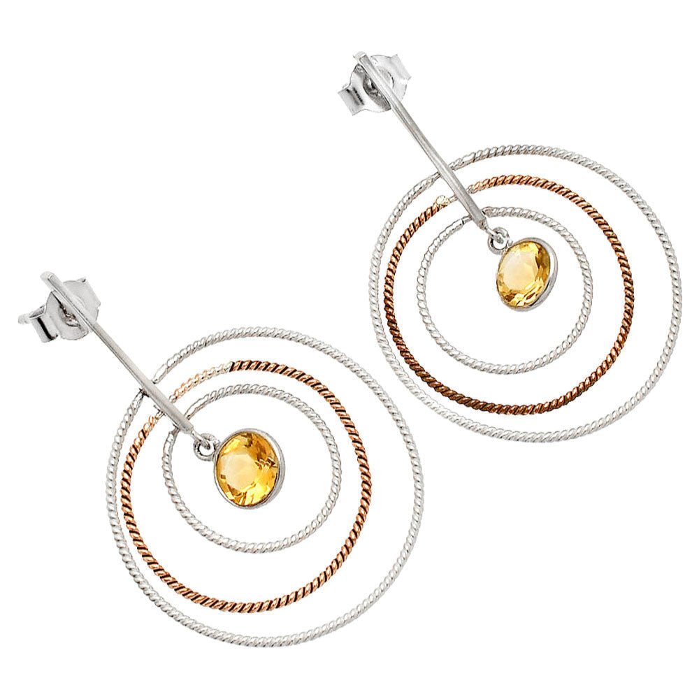Two Tone Dangle - Natural Citrine Earrings
